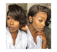 Peluca Brasileña Corta Con Parte En T, Peluca De Encaje 13X1, Parte Lateral Transparente, Pelucas Bob Rectas Con Encaje, Parte Media, Peluca De Cabello Humano Frontal De Encaje Para Mujeres, Pelucas