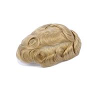Peluca Cabello humano indio, peluquín for hombres, Base de piel fina, prótesis capilar for, 613# Rubio(8x10)