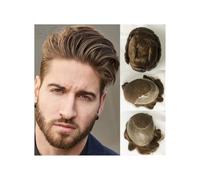 Peluca, Cabello humano postizos duraderos, sistema de reemplazo fino de encaje for peluquines for hombres, nudos blanqueados, frente de encaje suizo con peluca for hombre, Cabello de tupé(Light Brown