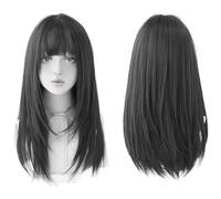 Peluca Completa Para Mujer Con Flequillo De Aire, Pelo Liso De Longitud Media, Diadema Completa Natural, Pelo Roto Y Esponjoso, Realista