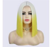 Peluca completa Peluca, corta, recta y lisa, diadema for mujer(Yellow)