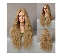 Peluca completa Pelucas rubias rizadas largas onduladas for mujeres sintéticas naturales de separación media Uso diario Pelo falso resistente al calor for fiestas