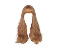 Peluca Con Diadema Llena De Pelo Largo Y Rizado, Realista Y Natural, Sin Costuras, Color Champán, Grande, Ondulada, Con Flequillo De Aire