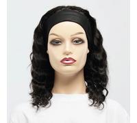 Peluca Con Diadema Ondulada, Pelucas Y Bufanda Sin Pegamento, Cabello Humano Brasileño Remy, Pelucas Onduladas Hechas A Máquina Para Mujeres