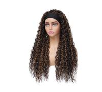 Peluca con diadema rizada de 24 pulgadas for mujeres negras, pelucas largas onduladas sintéticas sin pegamento for uso diario(Multi Color)