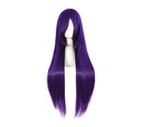 peluca con flequillo Cosplay recta de 80 cm de largo Purple Purple Pelucas rizadas para mujer