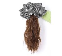 Peluca Con Flequillo Peluca Cola de caballo Arco Accesorios for el cabello Niñas Agarrar Clip Agua Ondulación Cola de caballo Trenza Peluca de alto valor Pelucas De Mujer Pelo Humano(Light brown,Check