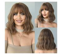 Peluca Con Flequillo Peluca corta Peluca rubia for mujer Peluca de pelo sintético de fiesta diaria con fibra resistente al calor Pelucas De Mujer Pelo Humano(H6152-1)