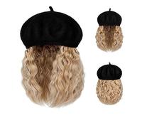 Peluca Con Flequillo Peluca De Sombrero Gorra de béisbol Peluca corta Gorra de béisbol sintética rizada Peluca de pelo Sombrero negro natural Pelucas Sintético natural ajustable Gorro con Pelo Atado p
