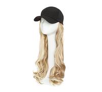 Peluca Con Flequillo Peluca De Sombrero Gorra de béisbol sintética con pelo largo ondulado sombrero peluca extensiones de cabello sombrero con pelo postizo Natural for mujer Gorro con Pelo Atado para
