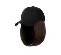 Peluca Con Flequillo Peluca De Sombrero Gorra de béisbol sintética Peluca Peluca corta Sombrero negro Pelucas Gorra con cabello Bob Gorra de béisbol ajustable Gorro con Pelo Atado para Mujer(Color:5)