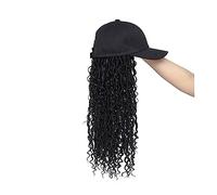 Peluca Con Flequillo Peluca De Sombrero Peluca de béisbol con extensión de cabello trenzado Gorra ajustable sintética con cabello rizado Gorro con Pelo Atado para Mujer (Color : Black)