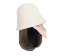 Peluca Con Flequillo Peluca De Sombrero Peluca De Mujer, Gorro De Peluca Ondulado, Gorro De Peluca Marrón Y Negro, Peluca De Fibra Sintética Resistente Al Calor De Aspecto Natural, Adecuada for Uso Di