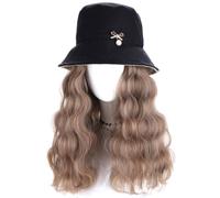 Peluca Con Flequillo Peluca De Sombrero Peluca larga y rizada, exquisita gorra de peluca de moda, gorra de peluca for mujer, adecuada for festivales de música, fiestas temáticas, bodas, conciertos, ci
