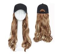 Peluca Con Flequillo Peluca De Sombrero Pelucas de pelo ondulado Natural sintético, gorra de béisbol recta, peluca Bob, sombrero ajustable rizado, gorra de peluca con pelo Gorro con Pelo Atado para Mu