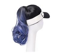 Peluca Con Flequillo Peluca De Sombrero Sombrero de peluca azul degradado negro, peluca de sombrero for mujer, peluca de fibra sintética resistente al calor de aspecto Natural, adecuada for ocio al ai