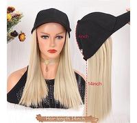 Peluca Con Flequillo Peluca De Sombrero Sombrero sintético largo ondulado, peluca, gorra de béisbol con extensiones de cabello, sombrero, peluca, hueso, Rubio claro, peluca de conexión ajustable for m