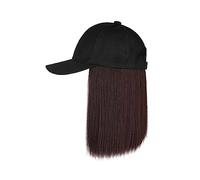 Peluca Con Flequillo Peluca De Sombrero Sombreros de pescador negros/marrones for mujer, peluca con gorro de pelo liso, gorra de béisbol sintética, pelucas de pelo ajustables for niña Gorro con Pelo A