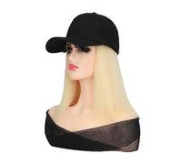Peluca Con Flequillo Peluca De Sombrero Sombreros de pescador negros/marrones for mujer, peluca con gorro de pelo liso, gorra de béisbol sintética, pelucas de pelo ajustables for niña Gorro con Pelo A