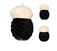 Peluca Con Flequillo Peluca De Sombrero Wave Curly Bob Hat Peluca Pelucas sintéticas Sombrero con extensiones de cabello adjuntas 8 pulgadas Peluca larga Gorra Gorro con Pelo Atado para Mujer(Color:11