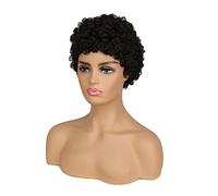 Peluca Con Flequillo Pelucas cortas rizadas pelucas llenas con flequillo peluca de cabello brasileño mezclado recto Pelucas De Mujer Pelo Humano