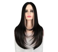 Peluca Con Flequillo Pelucas, Pelucas de cabeza completa, Cabello largo y liso for mujer, Pelucas de cabeza completa simuladas, Pelucas sintéticas de moda Pelucas De Mujer Pelo Humano