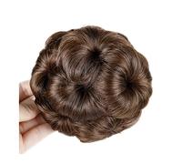 peluca con flequillo Ponytail Bun Donut Trees Clip in Mujeres, Extensiones de cabello de cabello Black Brown Synthetic Pelucas rizadas para mujer(2 pcs,04)