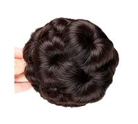 peluca con flequillo Ponytail Bun Donut Trees Clip in Mujeres, Extensiones de cabello de cabello Black Brown Synthetic Pelucas rizadas para mujer(3 pcs,01)
