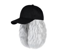 Peluca Con Gorro Gorra de béisbol Peluca corta Gorra de béisbol sintética rizada Peluca de pelo Sombrero de punto negro natural Pelucas Sintético natural ajustable Gorros De Peluca Para Mujer(F709 88A