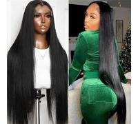 Peluca Con Malla Frontal Full HD 13X4, Cabello Humano Liso Con Huesos, Pelucas Con Encaje Frontal 13X6/360, Peluca Sin Pegamento De Cabello Humano 5X5 HD Con Cierre De Encaje