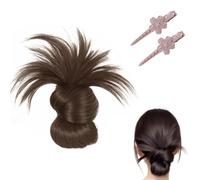 Peluca con moño de plumas y clip, Hgyugrf, moño despeinado, extensiones de cola de caballo sintética con clip para mujeres y niñas. (Light Brown-A)
