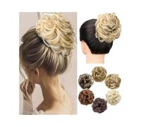 Peluca con moño WIGSIN Synthetic Rubber Bands Clip Messy Bun Ponytail Extensions Short Curly Chignon Tousled Updo Hairpieces for Women Girls Moños para mujer(4H27)