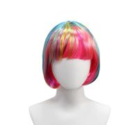 Peluca Corta Bob Con Flequillo Plano - Peluca Sintética Colorida Para Mujer, Ideal Para Disfraces De Halloween, Carnaval, Cosplay, Despedida De Soltera
