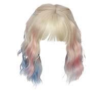 Peluca corta Bob para mujer - Peluca sintética corta | Pelucas rizadas de colores con flequillo | Accesorios de juego de carnaval | Para mujeres niñas cosplay disfraz de fiesta escenario actuaciones
