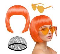 Peluca corta Bob, tocado de neón, peluca de pelo corto y gafas de sol, para actuaciones en escenarios, creador de contenidos, temáticas, cómics, de disfraces, máscaras, artistas