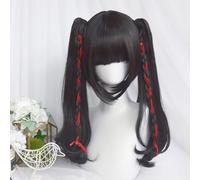 Peluca Corta Bobo Para Mujer Con 2 Diseño Desmontable Clip De Garra Coletas Coletas Lolita Pelucas De Cosplay (Coletas largas negras)