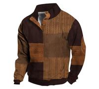 Peluca corta Color Block Otoño/Invierno con Impresión 3D para Hombre Sudadera de Felpa, marrón, XL