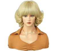 Peluca corta color vino tinto para mujer, pelucas de cabello sintético natural para fiestas diarias con flequillo esponjoso, fibra resistente al calor-MW1062-1