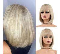 Peluca corta con flequillo completo, color natural, sintética, para mujeres blancas y negras, para Halloween, Navidad, cosplay, cabello Lolita, ss180