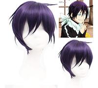 Peluca Corta De Pelo Sintético Resistente Al Calor Con Estilo De Anime Negro Púrpura Noragami Yato Pelucas De Disfraz De Cosplay + Gorro De Peluca