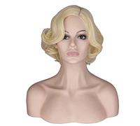 Peluca corta dorada de Marilyn Monroe para mujer, sintética, resistente al calor, cómoda, transpirable, corte Pixie, peluca corta y rizada, adecuada para uso diario en fiestas(Fotografía en color de