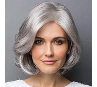 Peluca corta gris natural, peluca rizada ajustable con cómoda intranet para uso diario Compatible con mujeres mayores