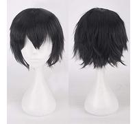 Peluca corta negra Cosplay Party hair 30 Cm / 13.8inches gorra de pelucas sintéticas negras cortas + peluca para niño común COSPLAY WIG K049-4