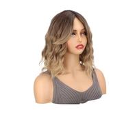 Peluca corta ondulada para mujer, estilo bob, pelucas sintéticas resistentes al calor, aspecto natural para el peinado diario, 35,5 cm agrega volumen al cabello (marrón a rubio miel)