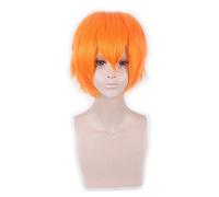 Peluca corta Oro amarillo Gris Azul Marrón Vino Rojo Naranja Fibra alta temperatura Pelucas sintéticas Fiesta de disfraces Cosplay Peluca PL-002-36