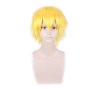 Peluca corta Oro amarillo Gris Azul Marrón Vino Rojo Naranja Fibra de alta temperatura Pelucas sintéticas Fiesta de disfraces Cosplay Peluca PL-002-38