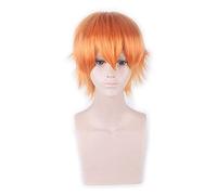 Peluca corta Oro amarillo Gris Azul Marrón Vino Rojo Naranja Fibra de alta temperatura Pelucas sintéticas Fiesta de disfraces Cosplay Peluca PL-002-44