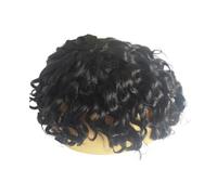 Peluca corta para hombre Color negro for hombre del sistema 1B reemplazo postizo peluquín cabello humano mono fino rizado profundo Cubierta de calvicie(7x8)