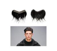 Peluca corta para hombre Peluquín frontal for hombre, 1B#, cabello humano negro apagado, piel sintética fina, línea capilar natural, postizos for Cubierta de calvicie(Size-2x16cm)