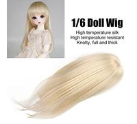 Peluca Corta para muñeca BJD 1/6, Pelo Largo Dorado con Flequillo, Peluca para muñeca DIY, Costura en la Sien Interior Que Evita Fugas de Cabello, Seda de Alta Temperatura para un